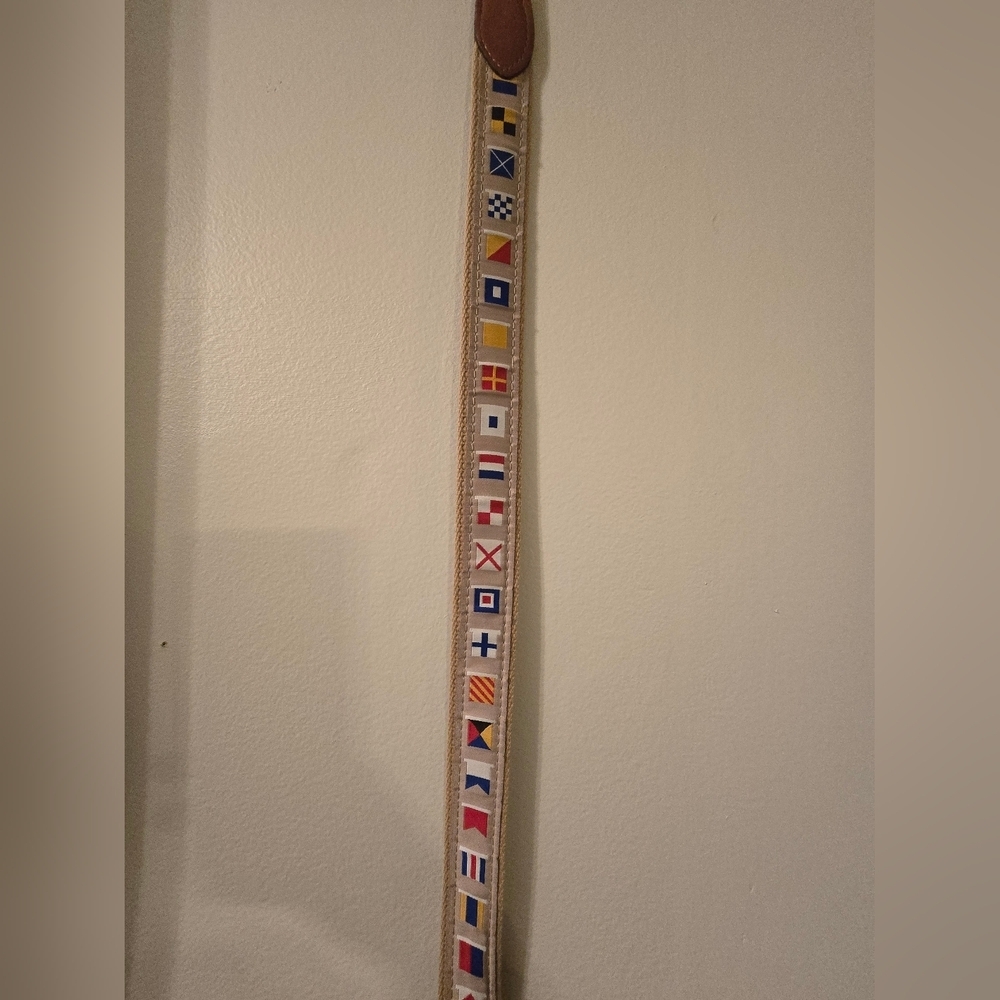 Mens Nautical Flag Leather Belt